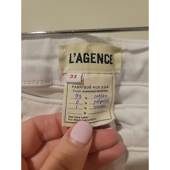 L'Agence Denim Serena Cropped Baby Flare High Rise Jeans White Size 31 Preppy - Picture 4 of 8
